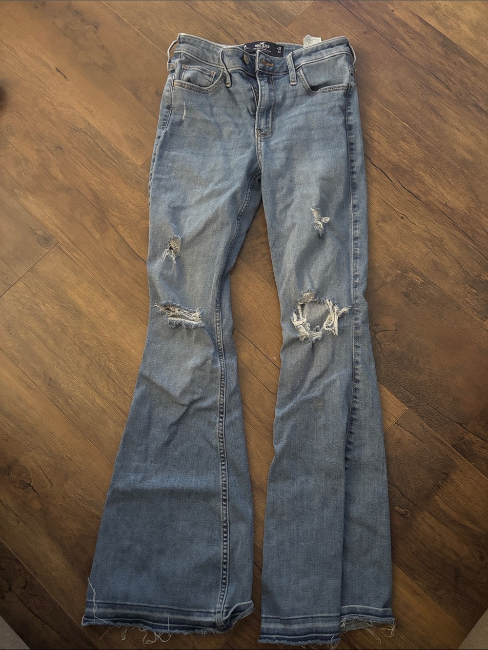 Hollister Light Blue Distressed Flare Jeans